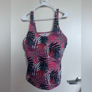 Duluth Training Co tankini swim top palm leaves built in bra size 18